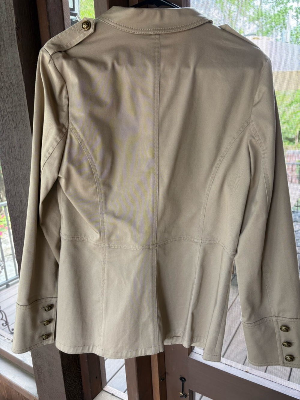 Tory Burch Tan Utility Jacket with Gold-Tone Buttons - Picture 4 of 7